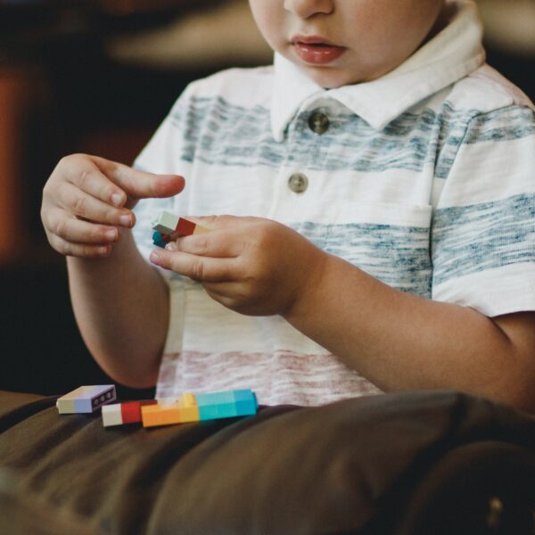 child playing with blocks