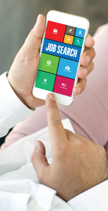 job search on a smartphone